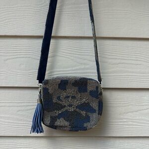 Tiana Hand Beaded Skull Camo  Purse